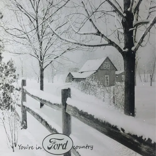 Fiber Optic Lighted "You're in Ford Country" Snowy Cabin Canvas Wall Art 12" x 15.75"