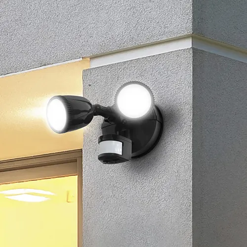 Patriot Lighting® Black LED Dual Head Motion Sensor Outdoor Security Flood Light