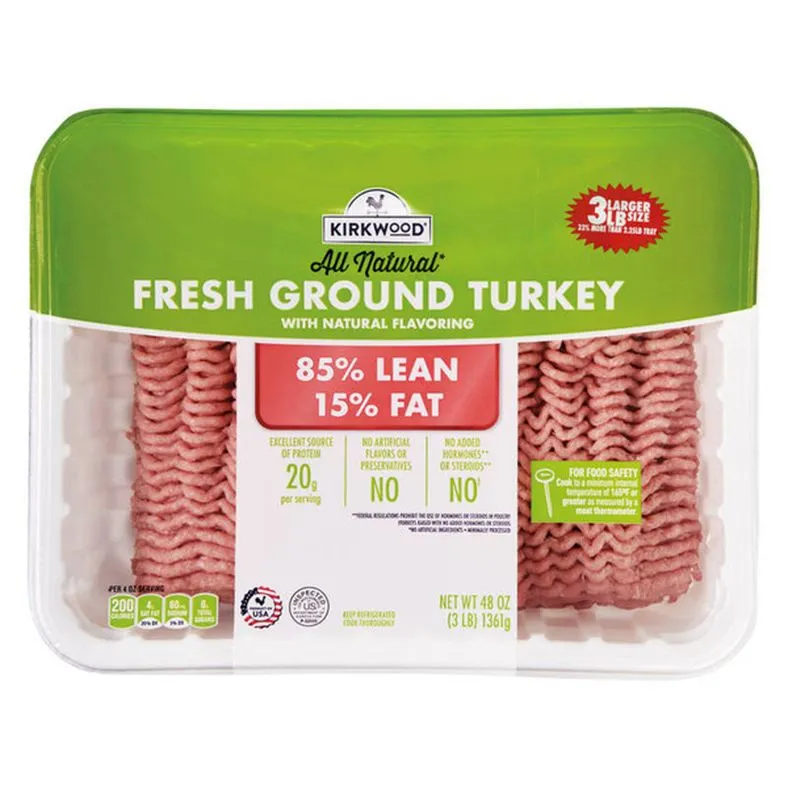 Kirkwood USDA Fresh Ground Turkey 85% Lean 15% Fat