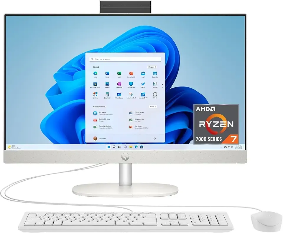 HP 24 inch All-in-One Desktop PC, FHD Display, AMD Ryzen 7 7730U, 16 GB RAM, 512 GB SSD, AMD Radeon Graphics, Windows 11 Home, 24-cr0032 (2024)