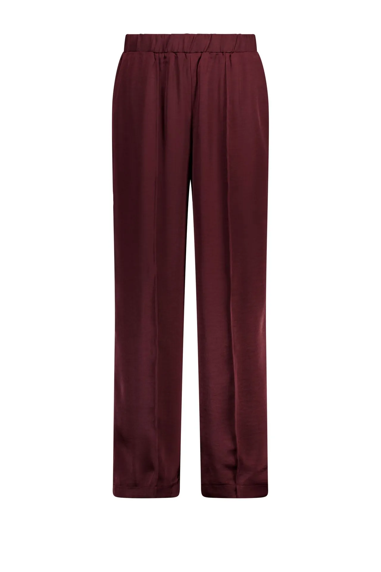 Wide fit broek | Bordeaux | Satijn