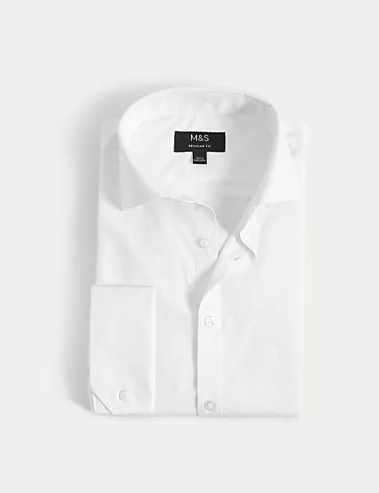 Regular Fit Cotton Blend Double Cuff Shirt
