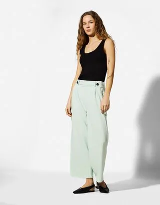 Pantaloni culotte - Vita elasticizzata - Menta