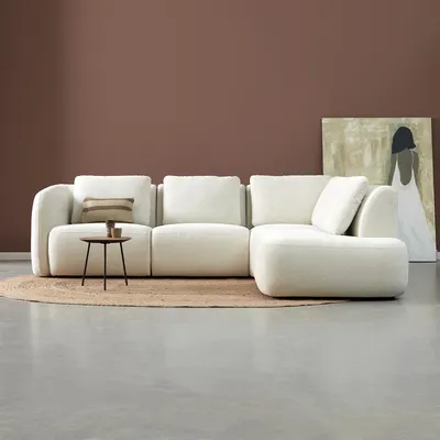 Hoekbank Liora beige ottoman rechts