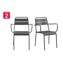 Set of 2 Matt Blatt Miami Metal Outdoor Armchairs (Charcoal)