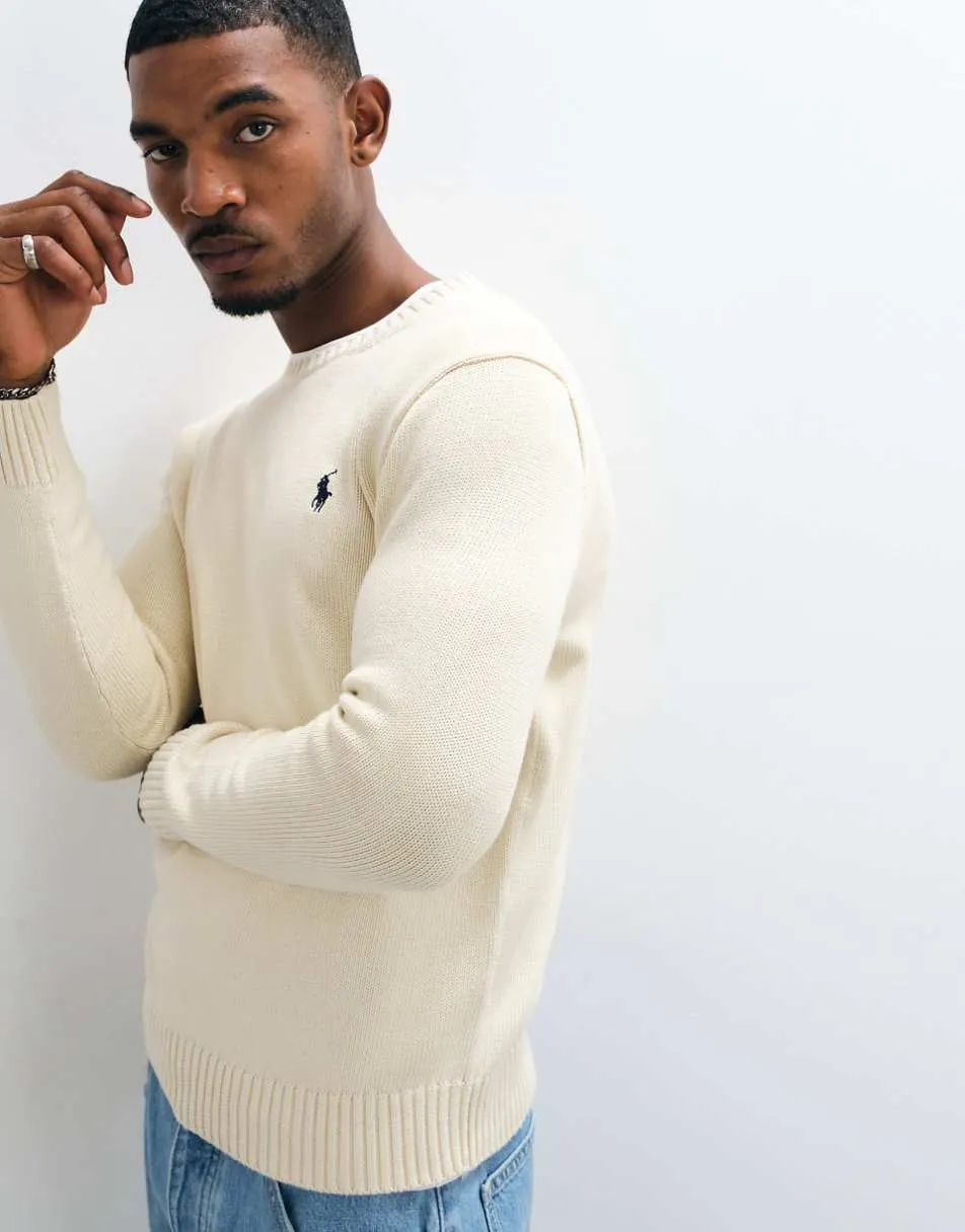 Polo Ralph Lauren icon logo heavyweight cotton knit jumper in cream