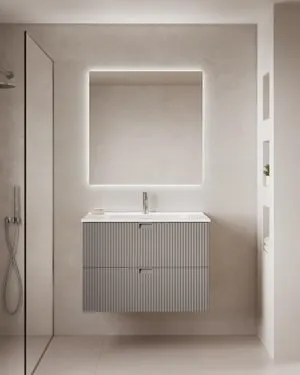 Mueble de baño con lavabo Lignes arena 80x45.4 cm