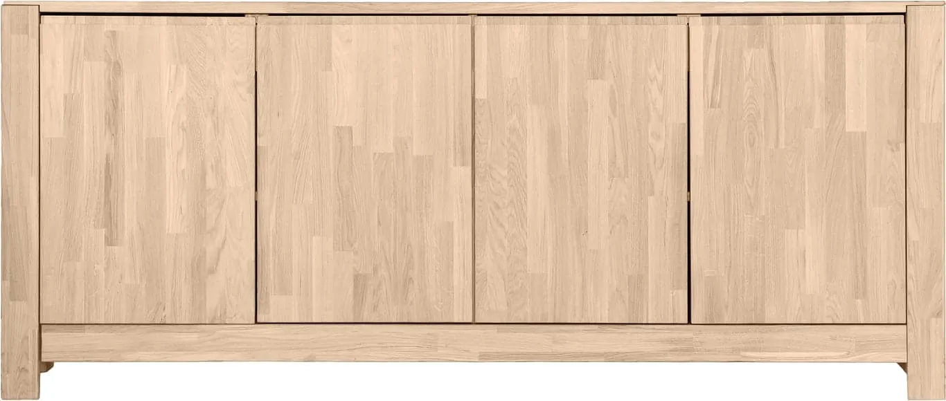 Lugano skjenk 200 x 41, H 85 cm med 4 dører, hvitoljet eik