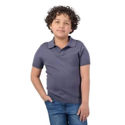 Playera Hummo Kids Niño Manga Corta Botones Al Tono Detalles en Contraste