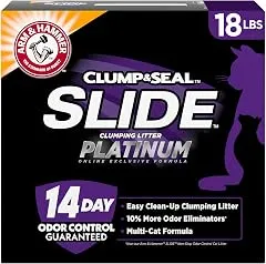 ARM & HAMMER Slide Platinum Easy Clean-Up Clumping Cat Litter, 18 lbs | 24/7 Odor Control, Triple-Action Freshness, Non-Stick, Easy Clean Up, Low Tracking, Multi-Cat Formula, Scented ARM & HAMMER Slide Platinum Easy Clean-…