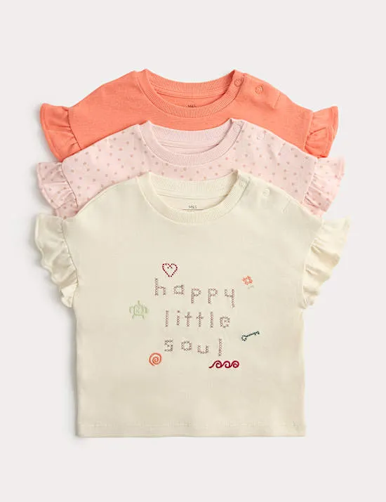 3er-Pack Happy Little Soul-Oberteile aus reiner Baumwolle (0–5 J.)