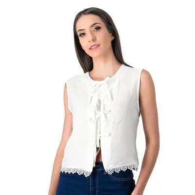 Blusa Mxstaza Mujer Diseño Liso Amarre Frontal