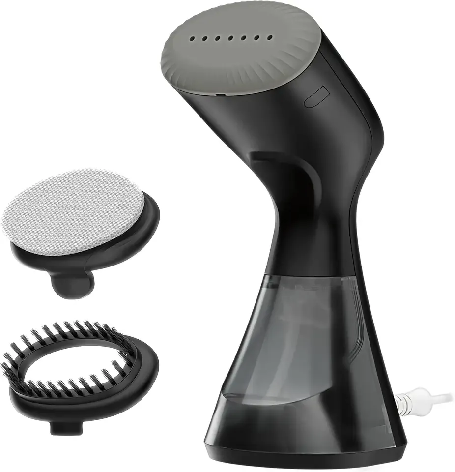 Conair Handheld Garment Steamer for Clothes, Compact Fabric Steamer for Home or Travel, Quick 30-Second Heat-Up, 10-Minute Continuous Steam, Includes Bristle Brush & Delicates Bonnet, Black, GS81