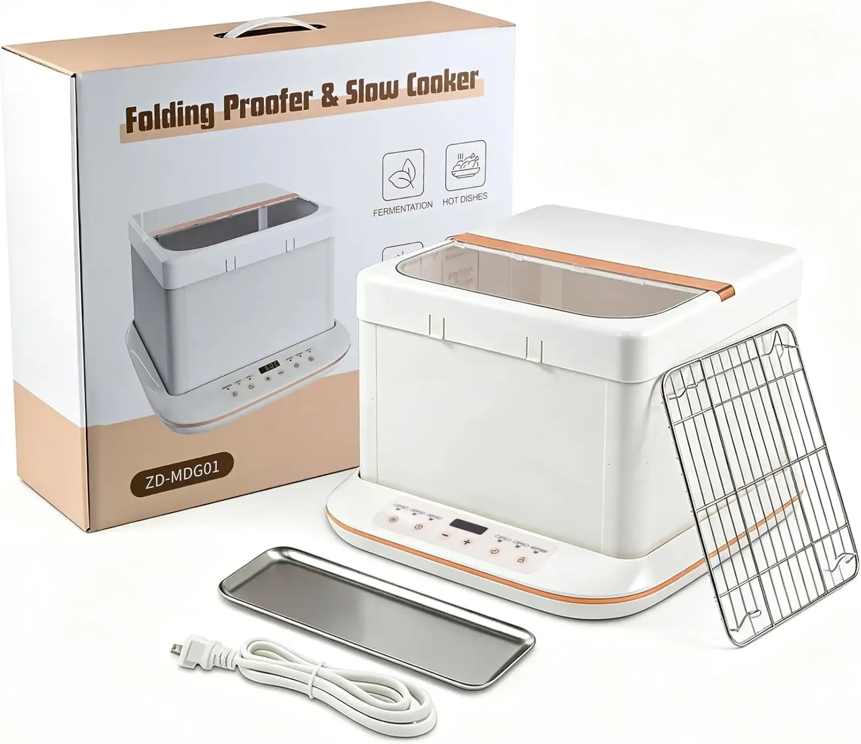 Folding Bread Proofer & Slow Cooker, 25L Capacity Digital Temp Control 32-248F, Dough Fermentation Box for Sourdough Bread Pizza Yogurt Home Baking