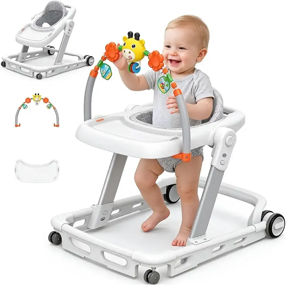 Baby Walker with Wheels, 4-in-1 Push Walker for Infant 6-18 Months