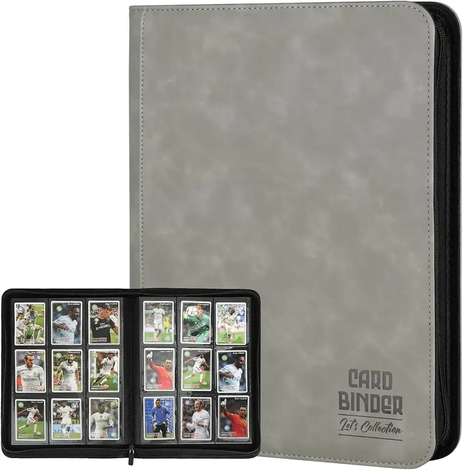Trading Card Binder, Premium 9 Pocket Double Sided 540 Pocket PU Card Collection Binder, Collectible Trading Card Albums for MTG, TCG, Sport Card, Game Cards (Gray)