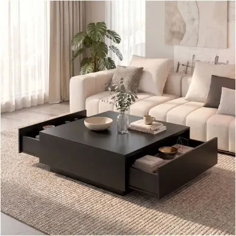 Mesa De Centro Para Living Minimalista Con Cajones Oculto