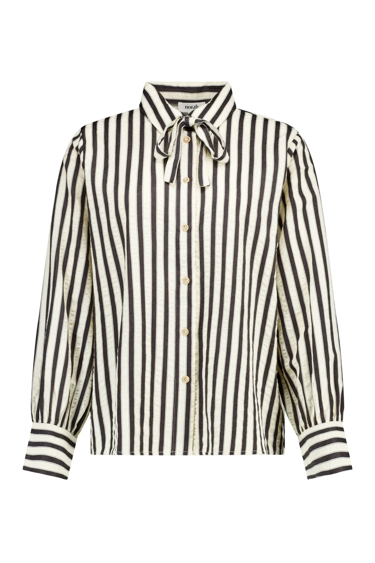 Zwart/ecru gestreepte blouse