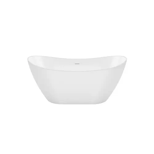 Mahaba 60 in. L x 28 5/8 in. W x 26 3/8 in. H 1-Piece Acrylic Freestanding Oval Center Drain Bathtub in White with 15 1/8 in. Soaking Depth