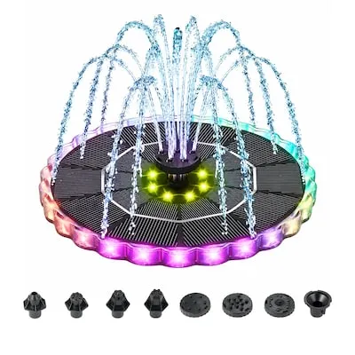 3.5 W Floating Fountain Pump with 32 LED Lights 1.73-in H Black Plastic Solar birdbath