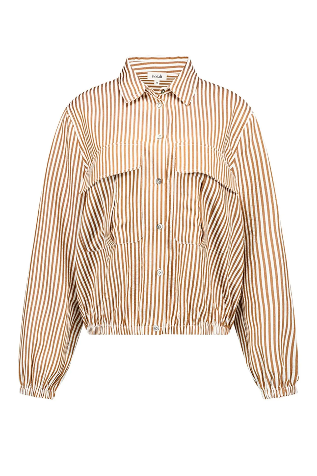 Bruin/witte gestreepte blouse met elastische onderzijde