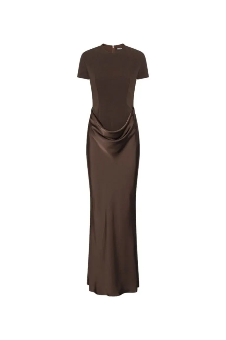 Capsleeve Draped Maxi - Brun