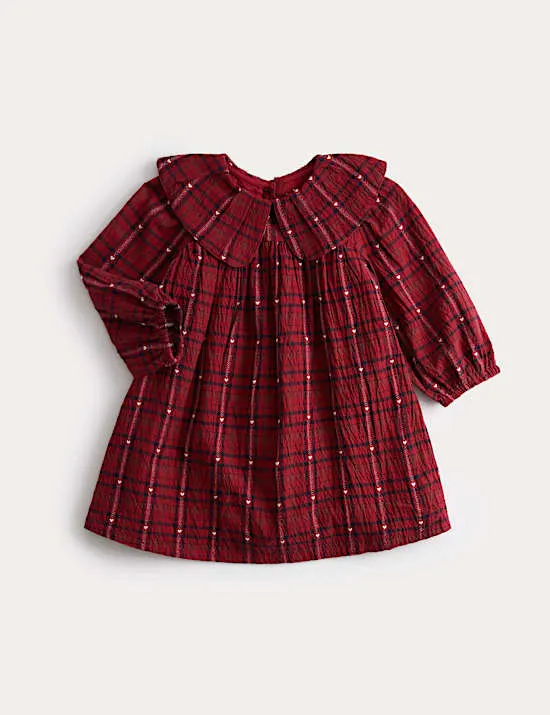 Kariertes Kleid aus Baumwollmischgewebe (0 M. – 6 J.)