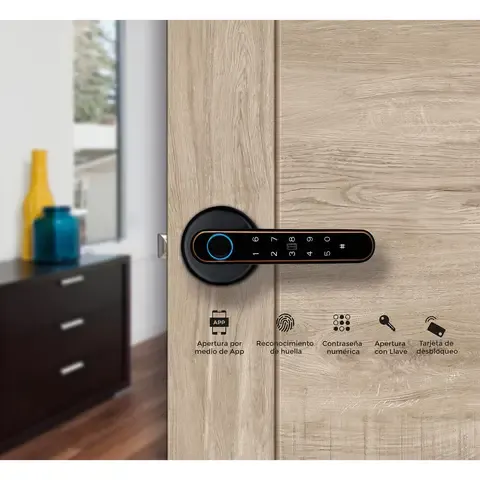 Cerradura Smart Manija Tubular M198, Negro