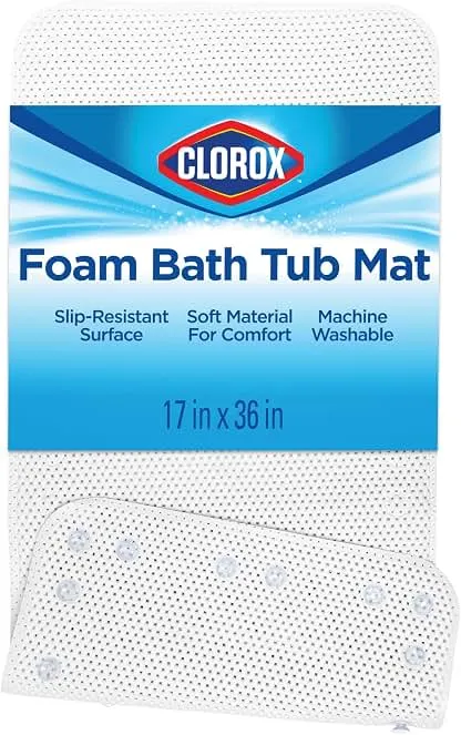 Clorox by Duck Cushioned Foam Bath Mat for Tubs, 17 I…