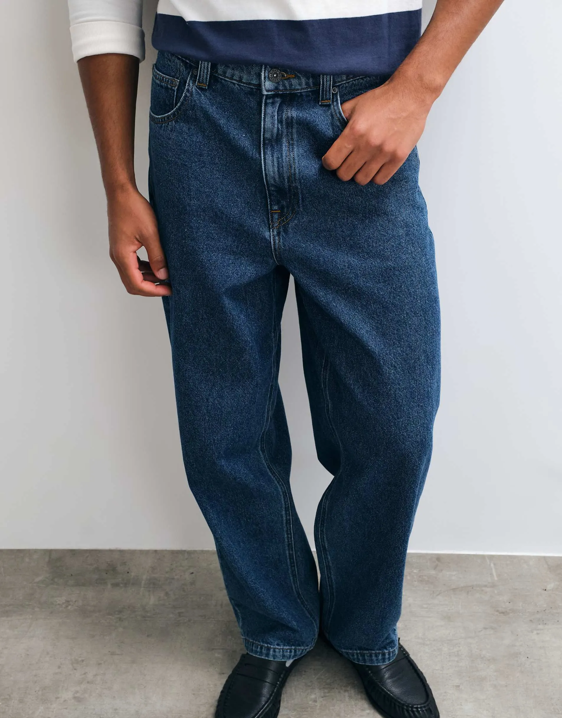 ASOS DESIGN loose jeans in dark wash blue