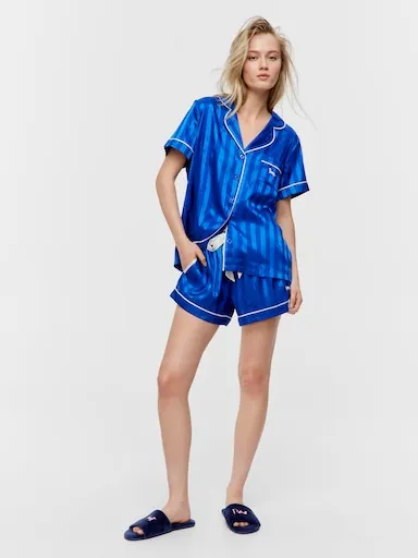 Cobalt Penny Stripe Tux Luxe Mini Short