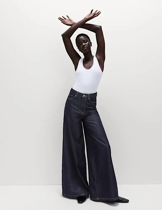 Lyocell™ Blend Wide Palazzo Leg Jeans