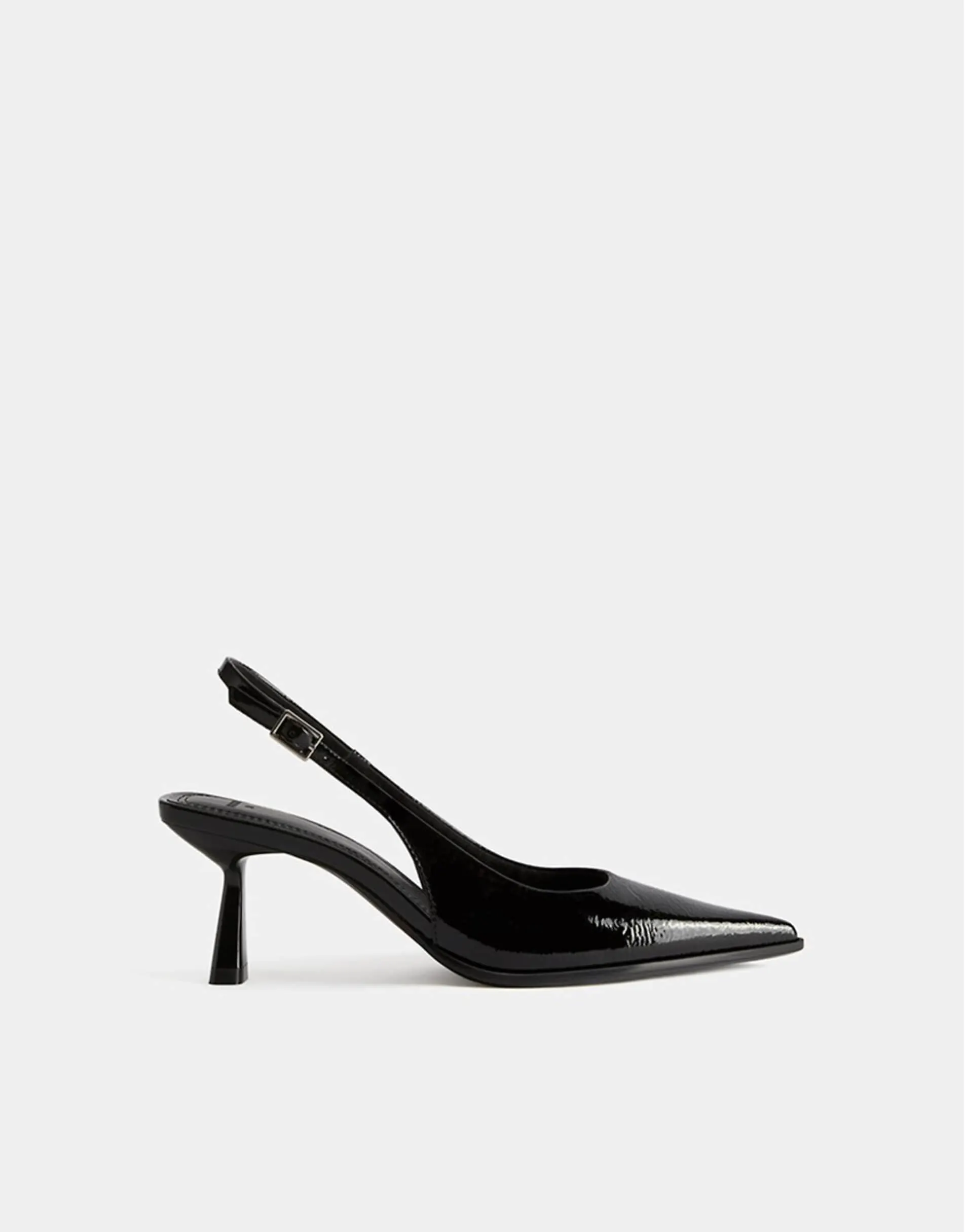 Bershka Kitten heel slingback shoes in black