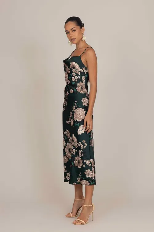 CARA MIDI - Cocktailkjole - forest green print