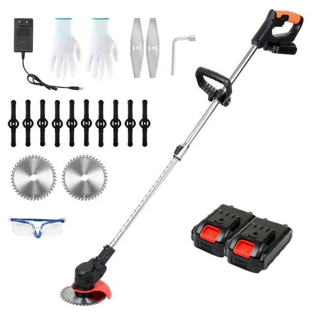 Decespugliatore/tosaerba con 2 batterie da 21 V 1,5 Ah e caricabatterie, 18 krpm