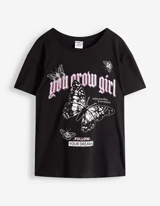 T-shirt - Stampa frontale - Nero