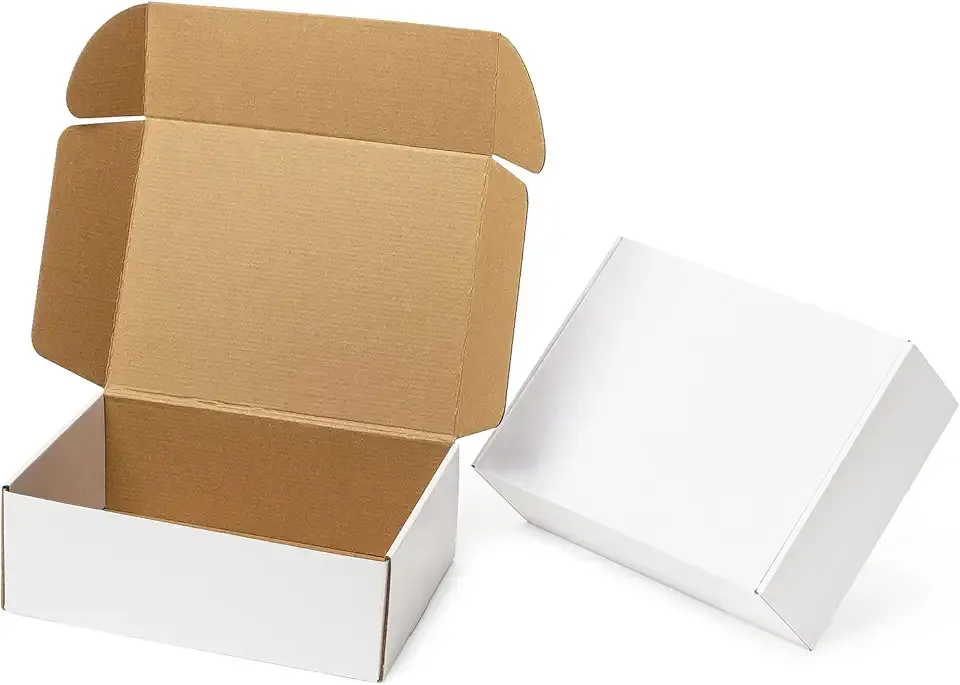 Mcfleet 24 Pack 12x9x4 Shipping Boxes - White Corrugated Cardboard Mailing Box Packaging for Small Business - Tab Locking Literature Mailer Flat Empty Gift Packing Supplies