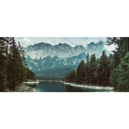 Keilrahmenbild BERGSEE - multicolor - 140x60 cm