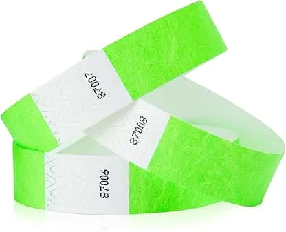 1,000 WristCo Neon Green Tyvek Wristbands for Events - Tamper-Proof Design & Fluorescent Color Prevent Reuse Premium-Grade Bracelets for Hospital & Medical ID, Party & VIP Identification 1,000 WristCo Neon Green Tyvek Wristbands for Events -…