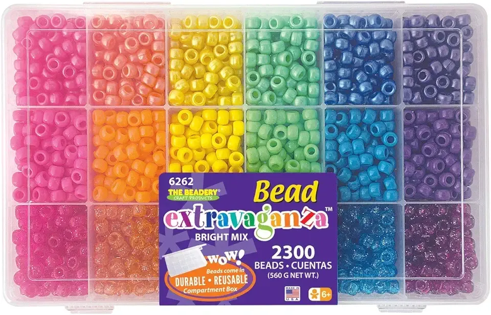 Beadery B6262 The Sparkles Pony Bead Box - approximately 2300 beads