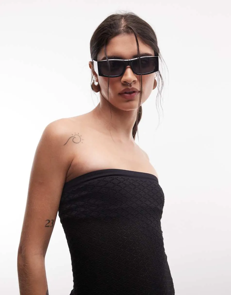 ASOS DESIGN seamless jacquard bandeau in black