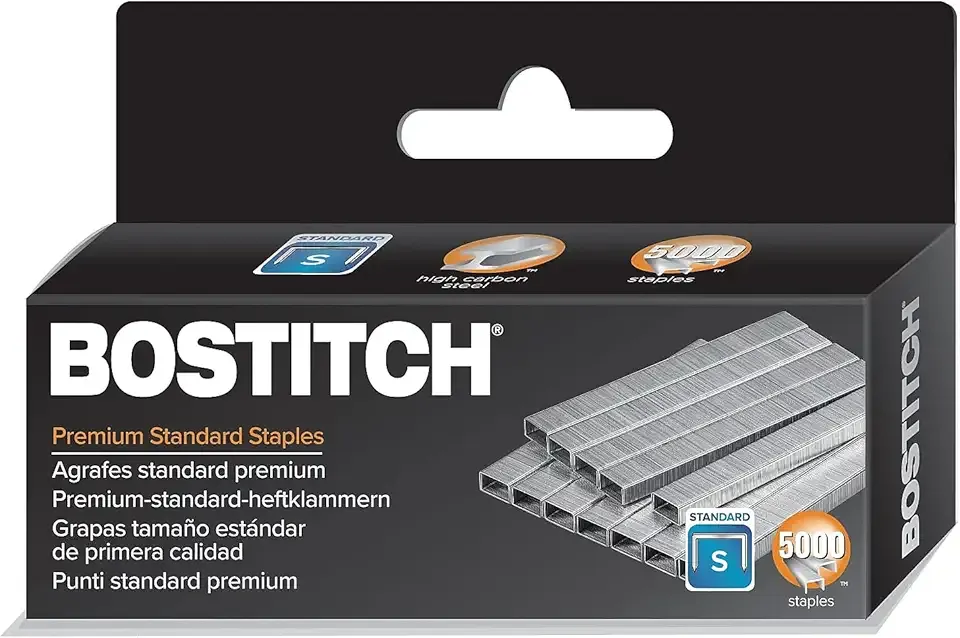 Bostitch Office Premium Staples for Jam-Free Stapling, 0.25 Inch, Full Strip, 5,000 Staples/Box