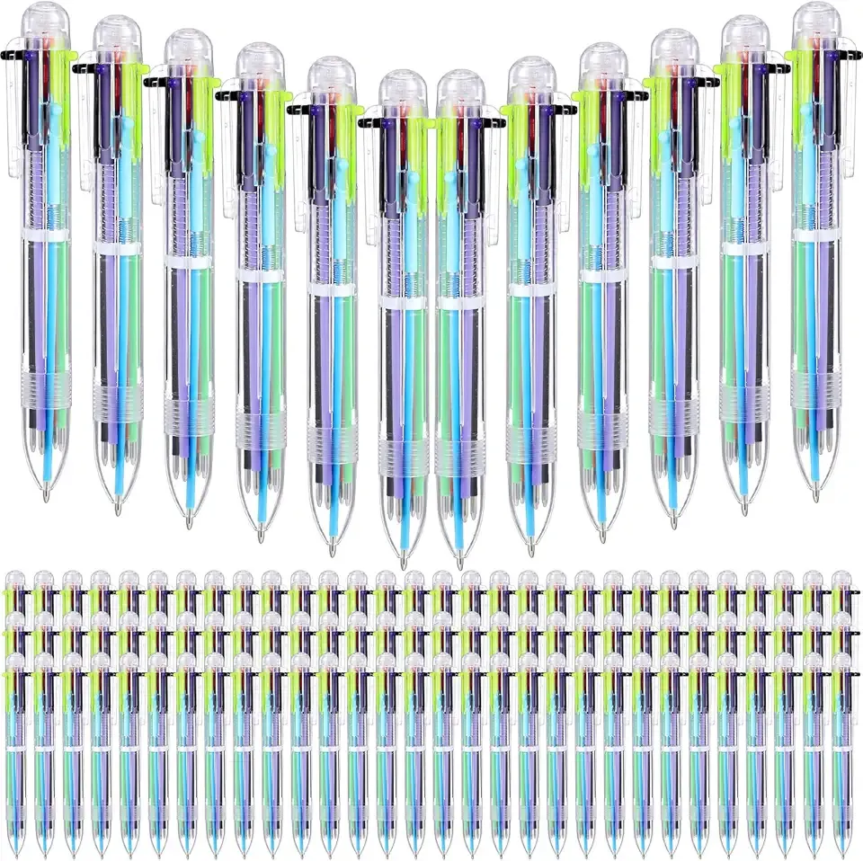 Tobeelec 100 Pack Multicolor Pen, 0.5mm 6-in-1 Multicolor Ballpoint Pens, 6 Colors Retractable Ballpoint Pens for Office School Supplies Students Gift