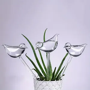 Sistema di irrigazione automatica in vetro per piante da interno e fiori pezzi caraffa a forma uccello dispositivo irrigazione decorativo per piante