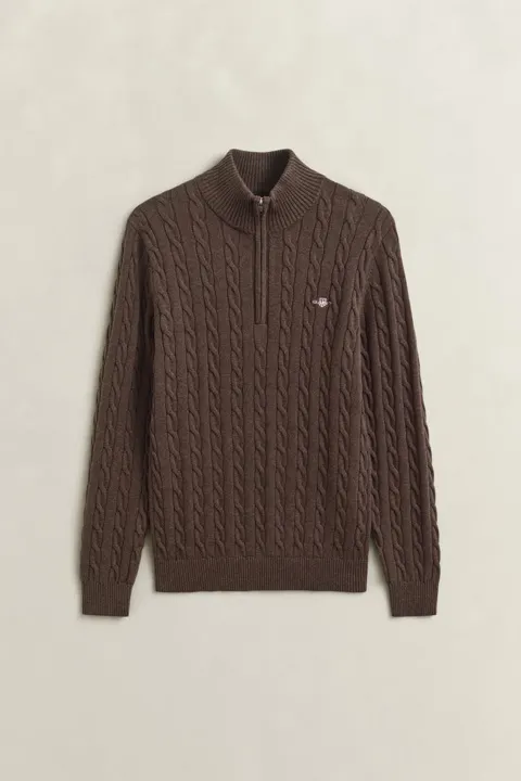 Kabelstrikket genser med half-zip