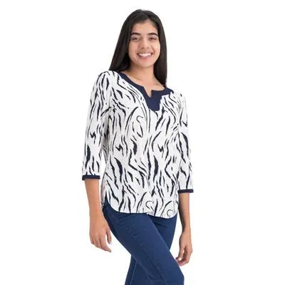 Blusa Mxstaza Mujer Estampada Detalle En Contraste