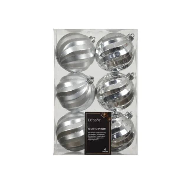 Decoris kerstballen zilver shatterproof set van 6