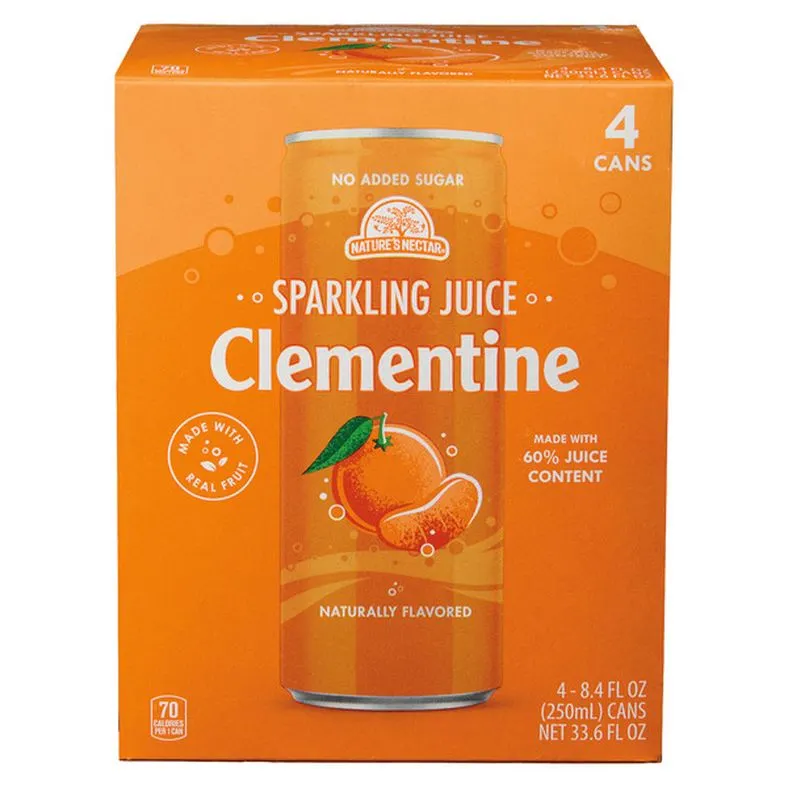 Nature's Nectar 4pk Sparkling Juice, Clementin