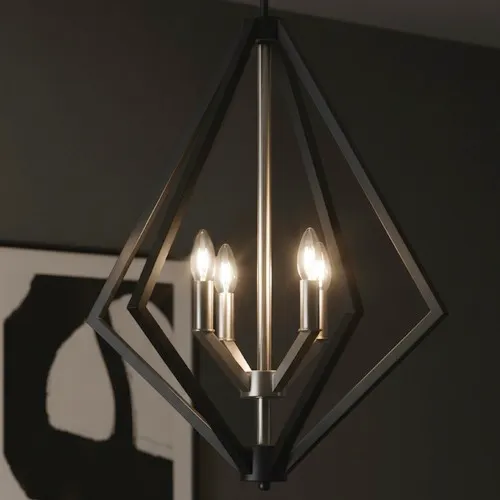 Patriot Lighting® Dryden Matte Black & Brushed Nickel 4-Light Pendant