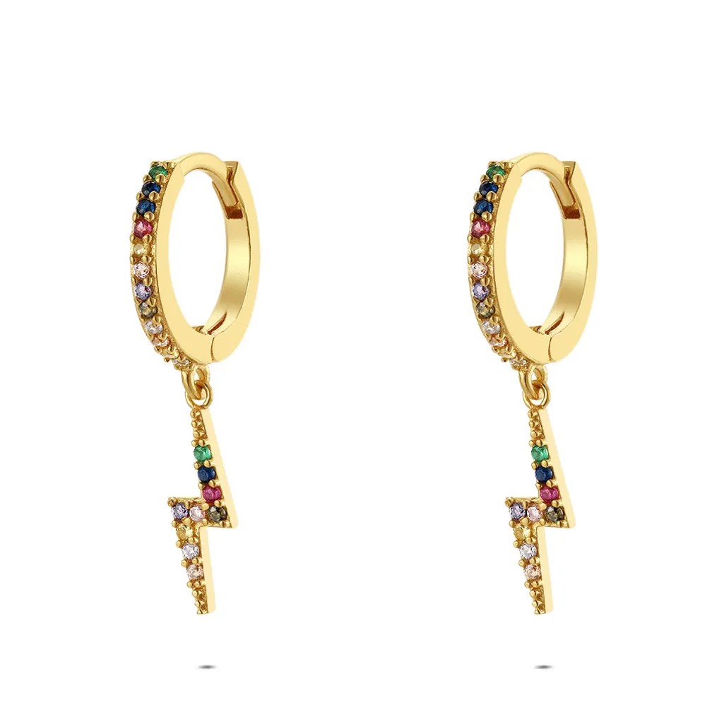 Oorbellen in zilver, bliksem met gekleurde stenen